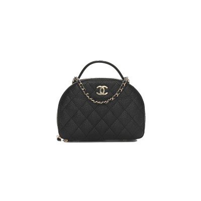 CHANEL CAVIAR QUILTED TOP HANDLE VANITY CASE BLACK (18.5*13*7cm)